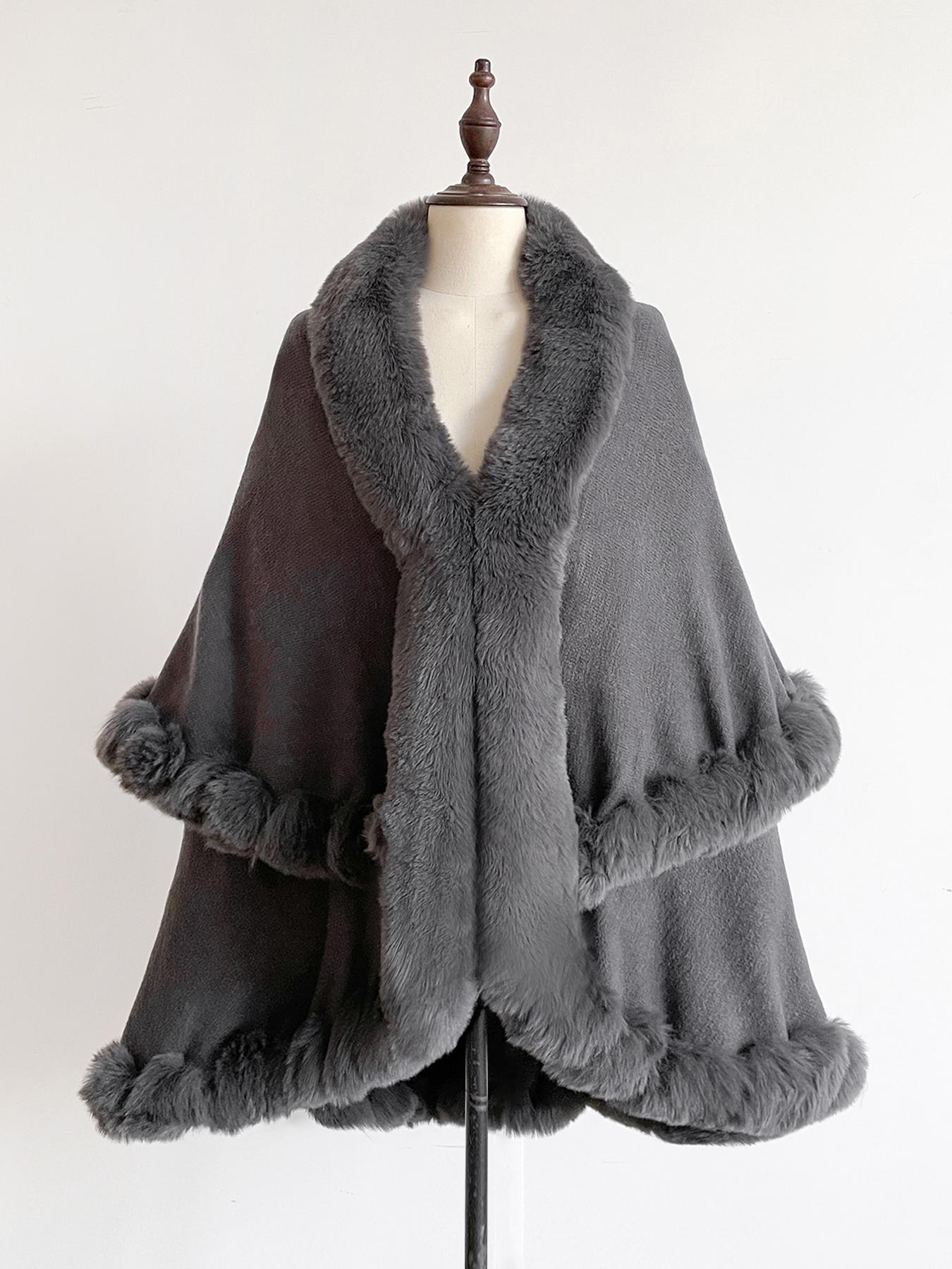 Women's Elegant Fashion Solid Color Thick Shawl, Fluffy Soft Scarf, Warm Fall & Winter Accessory, Fitted Style, Plain Pattern, Perfect for Cold Weather