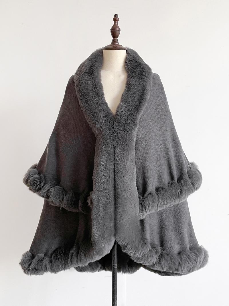 Women's Elegant Fashion Solid Color Thick Shawl, Fluffy Soft Scarf, Warm Fall & Winter Accessory, Fitted Style, Plain Pattern, Perfect for Cold Weather