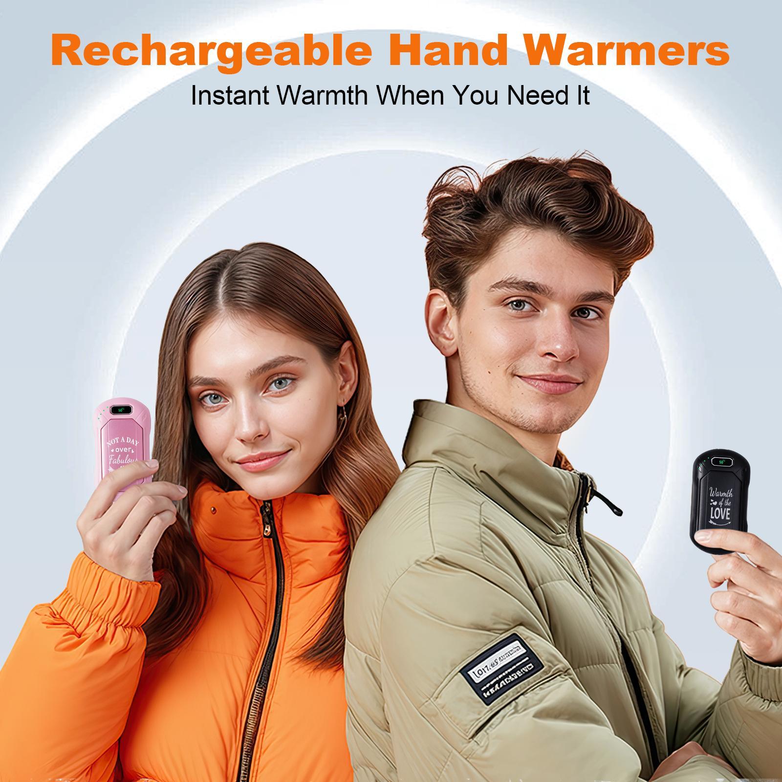 Hand Warmers Rechargeable 2 Pack, 6000mAh Electric Portable USB Heater, 3 Temperature Settings, Magnetic 2 in 1 Hand Warmers for Outdoor Camping, Hunting Gear, for Men,Women