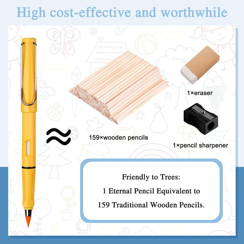 12 Colors Forever Pencil with Erase - Long Lasting Writing Infinity Pencil , Never Sharpen Everlasting Inkless Pencil for Sketch, Drawing, School Supplies