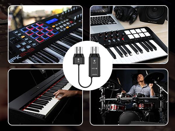 LEKATO Wireless MIDI Interface Adapter, for Synthesizer EWI Keytar Digital Piano Keyboard to MIDI Devices, Mac OS/iOS, Win XP, Bluetooth Midi Adapter with USB, Ultra Low Latency 5 PIN