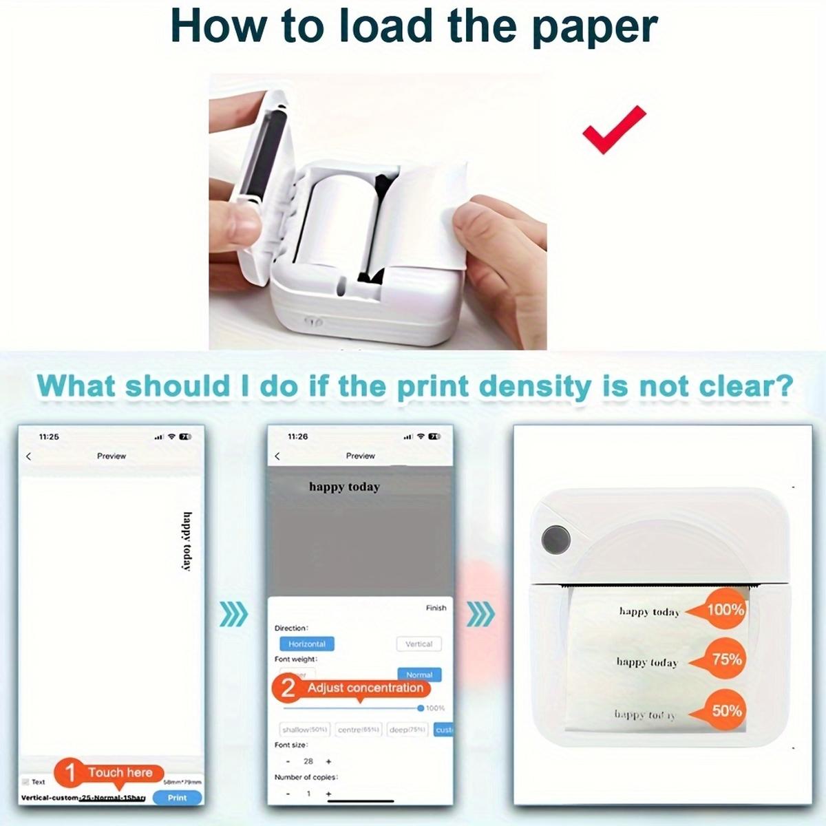 Mini Printer, Portable Thermal Sticker Maker with 8 Roll Paper, Compatible with iOS & Android, Sticker Printer for Study Notes, Pictures, DIY, Journal, Portable Thermal Printers