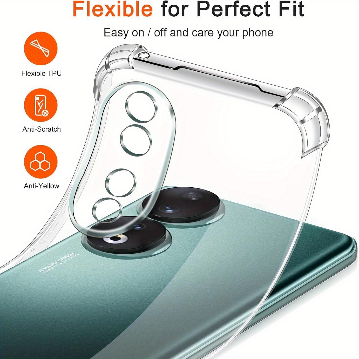 Case for Honor 90 Pro, Clear Phone Case with Reinforced Corners Camera Protection Bumper Slim Fit Shockproof Flexible TPU Case, Transparent