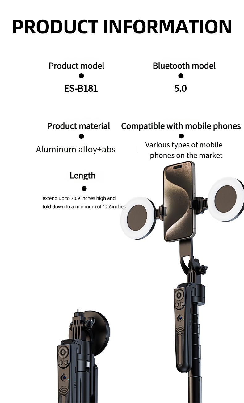Auto Face Tracking Tripod for iPhone with 2 Fill Lights,360 Rotation Selfie Stick,70" Phone Stand with Rechargeable Remote Control for TikTok Vlog Video Recording,Tripod for GoPro/Camera/Ring Light
