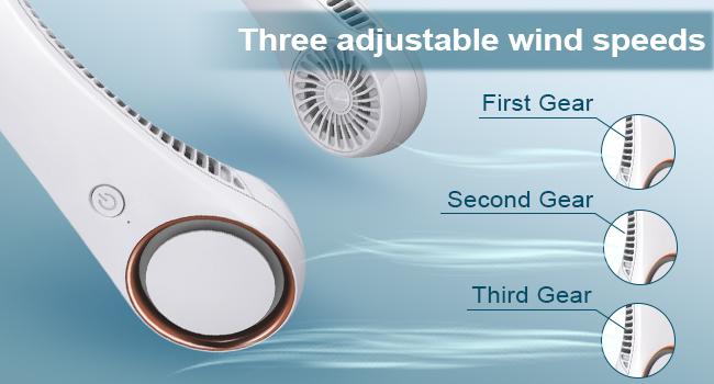 Portable Neck Fan, Lightweight Hands Free 3 Speeds 4000mAh Rechargeable Mini Personal Fans, Adjustable Wearable Suitable for Travel Office