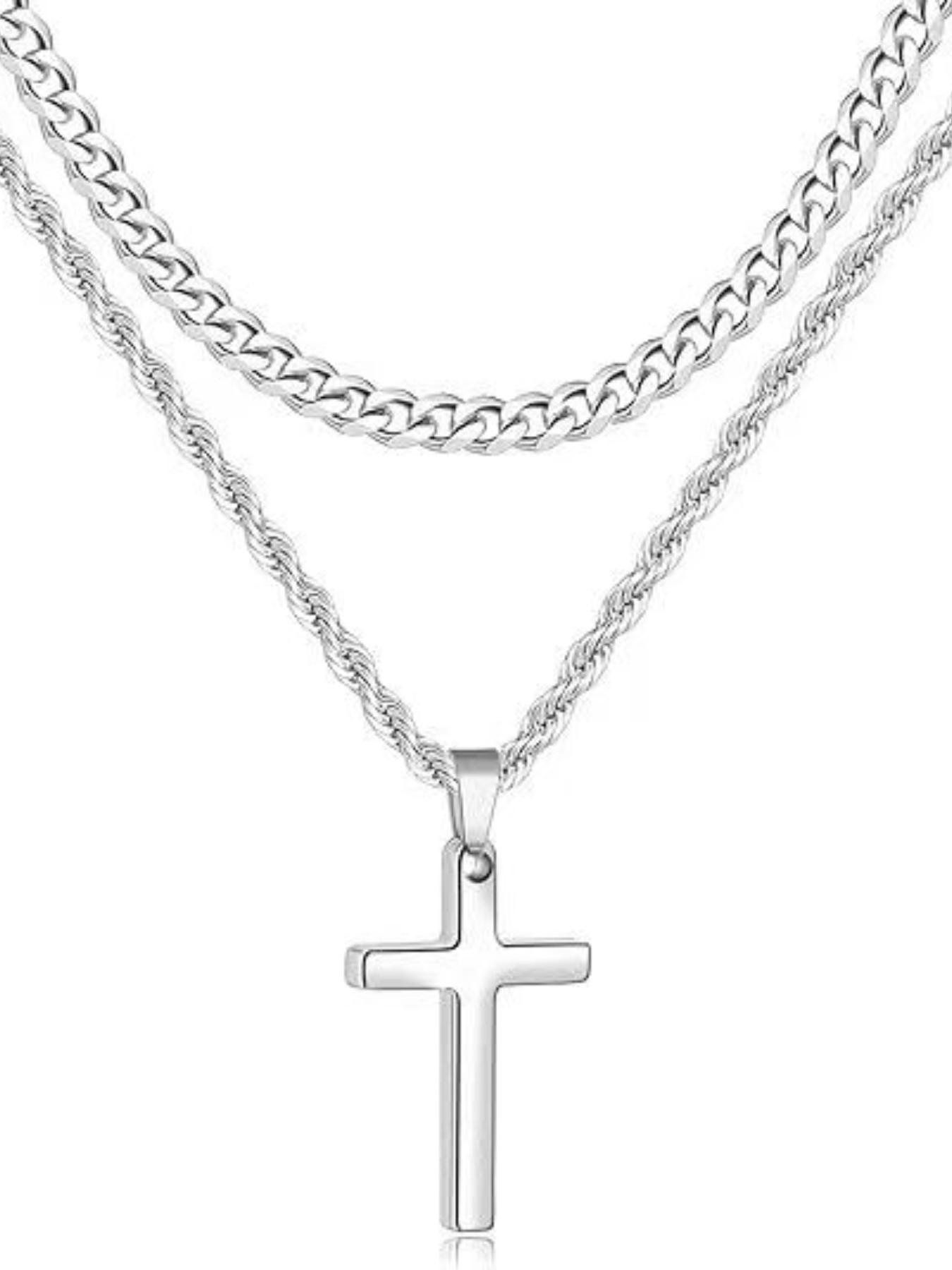 Cross Pendant Necklace for Men, Versatile and Cool, Long Sweater Chain, Unique Hip-Hop Style, Perfect for Everyday Wear
