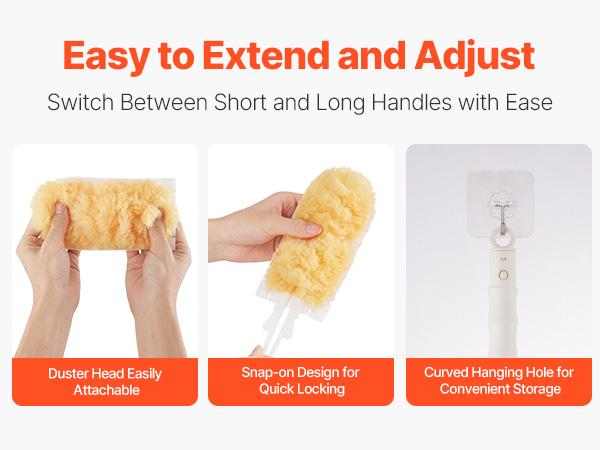 VEVOR Duster Refills, Heavy Duty Dusters for Cleaning, 3 ft Extendable Handle with 10 Refills, Reusable Non-woven Fabric 360 Cleaning Kit for Dusting Furniture, Blinds, Ceiling Fans, Walls, Corners VEVOR Duster Refills, Heavy Duty Dusters for Cleaning, 3 ft Extendable Handle with 10 Refills, Reusable Non-woven Fabric 360 Cleaning Kit for Dusting Furniture, Blinds, Ceiling Fans, Walls, Corners