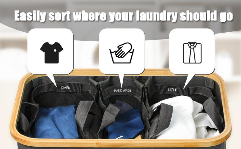 Bathola Hampers for Laundry Basket with Lid, 160L Extra Large Laundry Hamper 3 Section Dirty Clothes Hampers for Laundry Divided Laundry Basket Organizer for Bedroom,  Ideal for Laundry Toys and Dorm Use