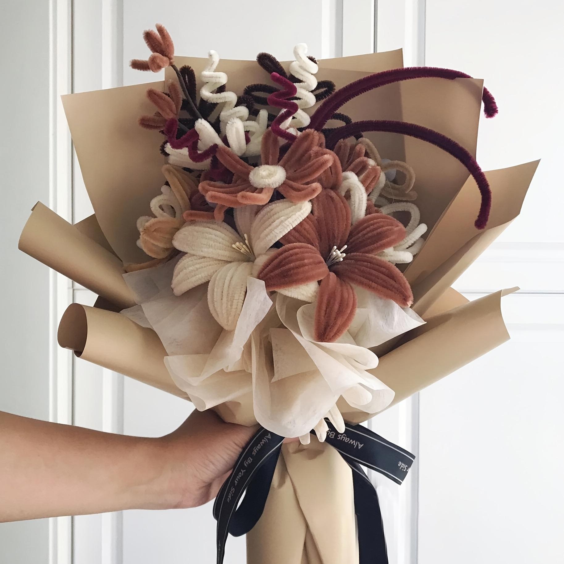 100PCS Felt Stick Handmade Material, Accompanied By Video Tutorials And Flower Buds, Used For DIY Art And Creative Crafts Party Decoration, Art Projects, Handmade Decoration, Decorative Stems, Craft Supplies