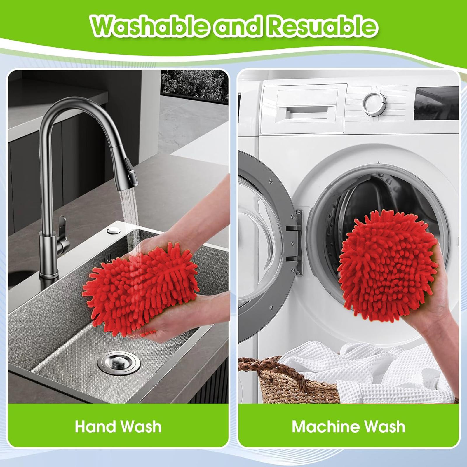 O-Ceda Chenille Mop Heads Replacements 4 Pcs for EasyWring 1-Tank System Reusable Microfiber Spin Mop Replacement Head for Floor Cleaning & Tile Smooth Wooden