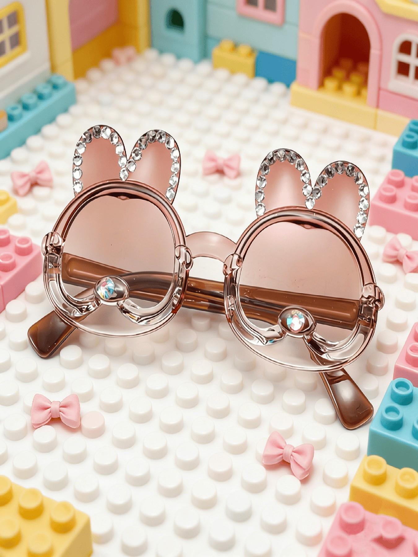 Cute Rabbit Rhinestone Sunglasses, Bow Heart Frame, Gradient Lens, Fashion Casual, Beach Wear, Multiple Colors Available