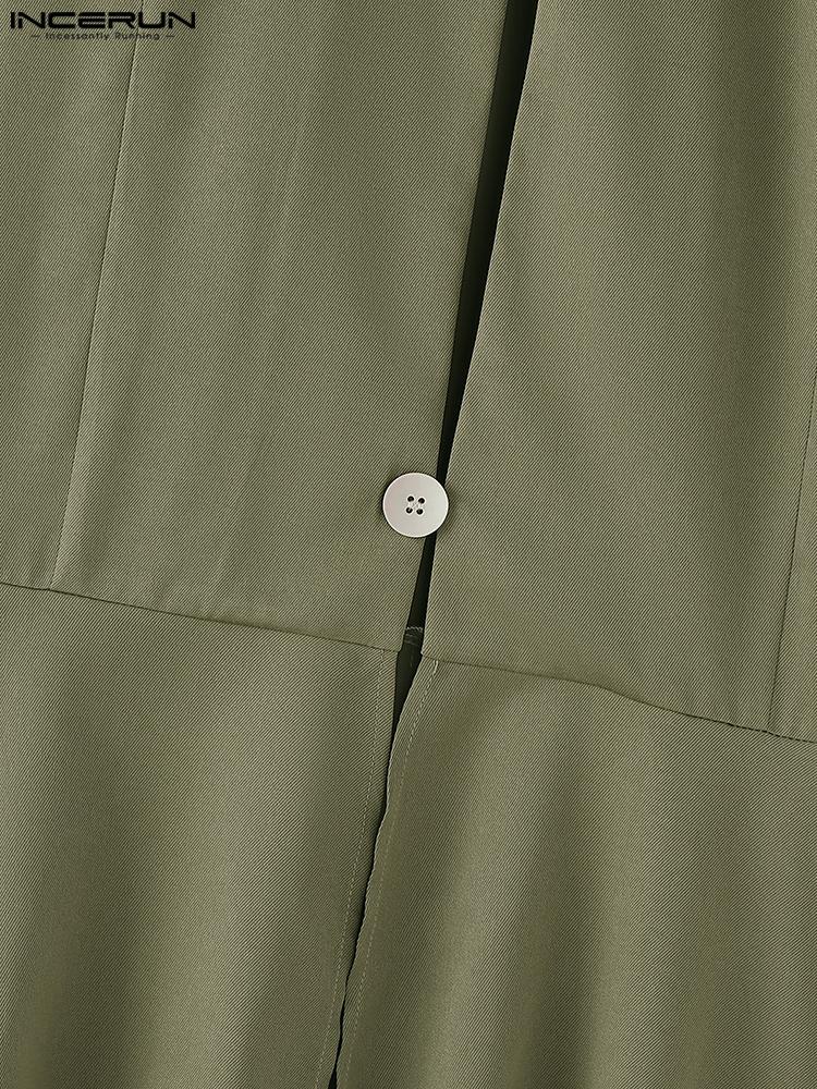 INCERUN Men's Deconstructed Long Solid Vest - Stand Collar & Flounced Hem. Avant-garde yet wearable for elevated daily style