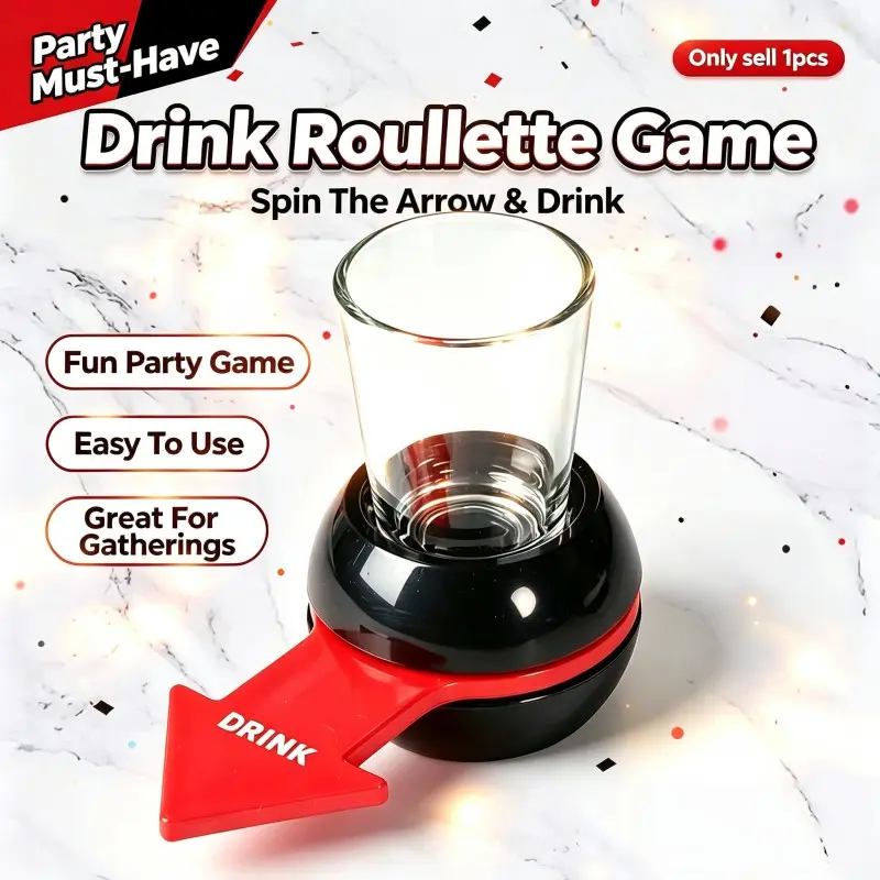 Lucky Spin Toy Set with Cup, Fun Drinking Game, Drink Roulette Game, Easy to Use, Perfect for Family Gatherings, Bar Ktv Party Essentials, Halloween Christmas Party Accessories