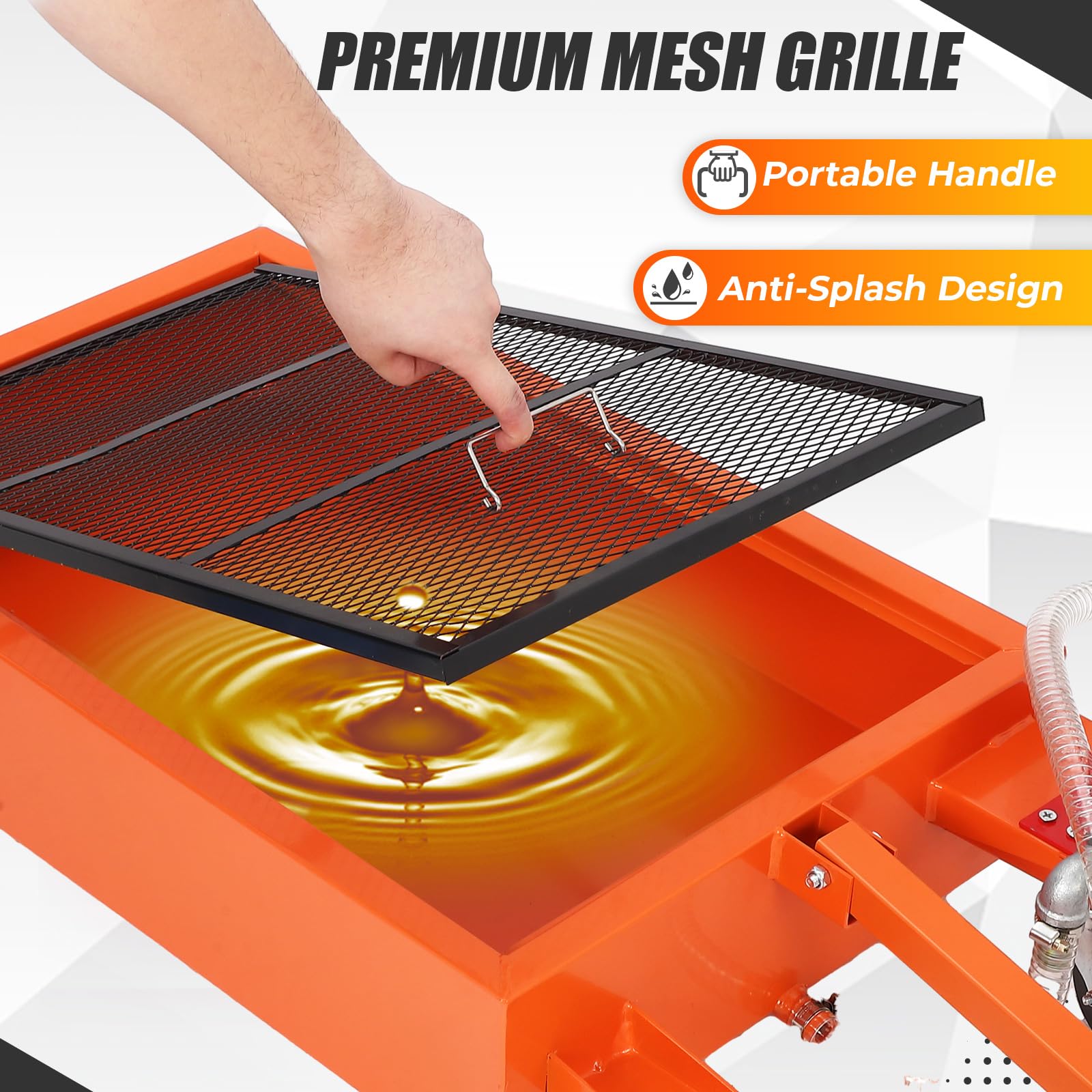 【GARVEE】Oil Drain Pan-20 Gallon and 15 Gallon Low Profile Options with Hand or Electric Pump, Includes 8ft Hose & Folding Handle, Perfect for Efficient Oil Draining in Cars, SUVs, and Trucks. Tools Portable