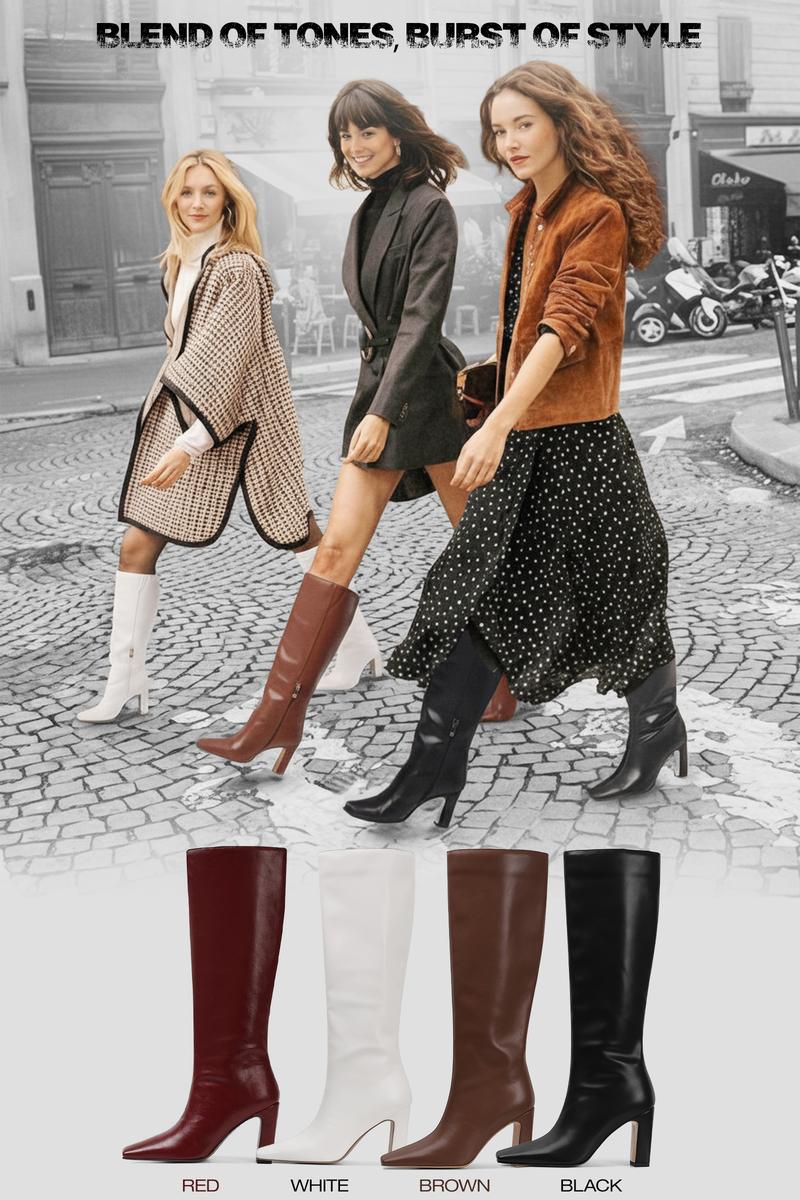 CELNEPHO Knee High Boots for Women Square Toe Fashion Tall Boots Side Zipper Closure Easy Pull on Formal Wear Festival Outdoor Events Valentine Gift Party Dress Shoes