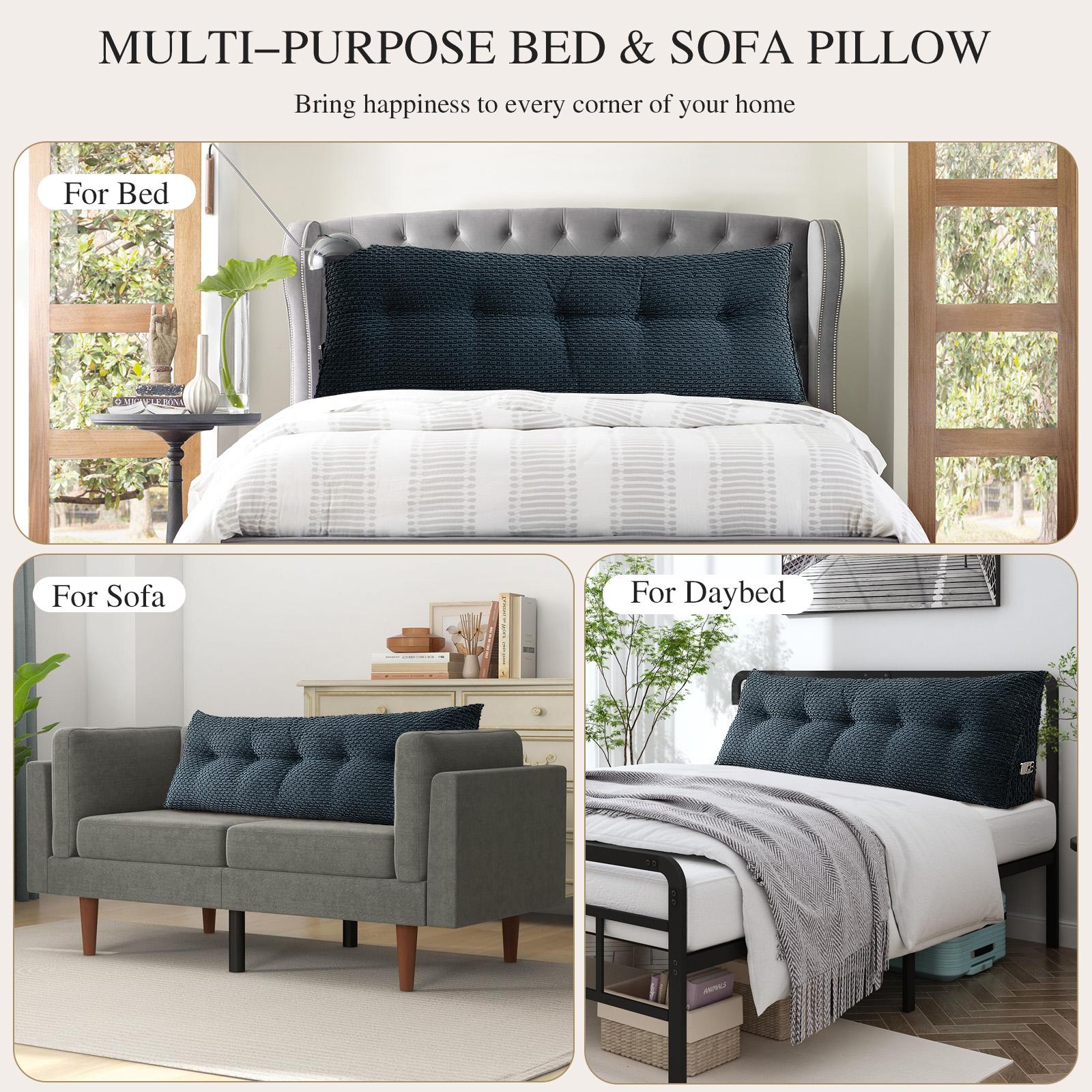 Headboard Wedge Pillow  Reading Bolster Pad Back Support Cushion couch bed rest velvet king size cotton  pillow