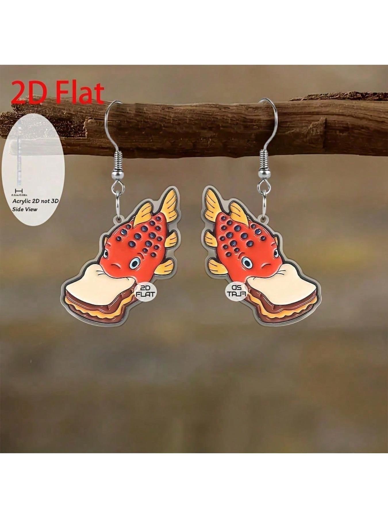 fish shaped pendant earrings for eating sandwiches, fashionable jewelry, party gifts, holiday gifts for family and friends, party accessories,elegant design, trendy jewelry, minimalist craftsmanship, fashionable accessories, fun accessories