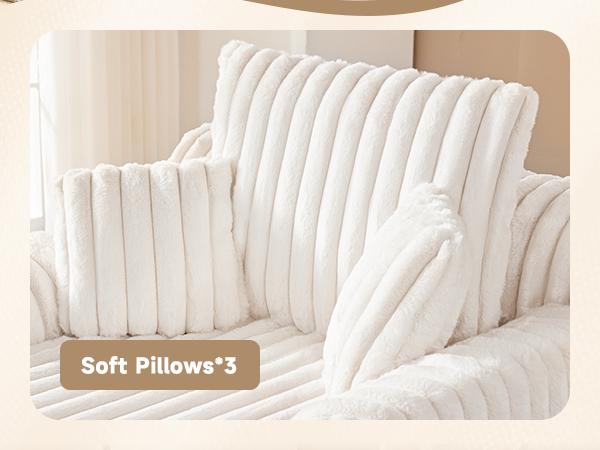 63" Oversized Chaise Lounge Chair Indoor, Boneless Couch Chair with 3 Pillows, Comfy Reading Chair with Wide Arms, No Assembly Required Corduroy Couch, Sleeper Sofa for Living Room