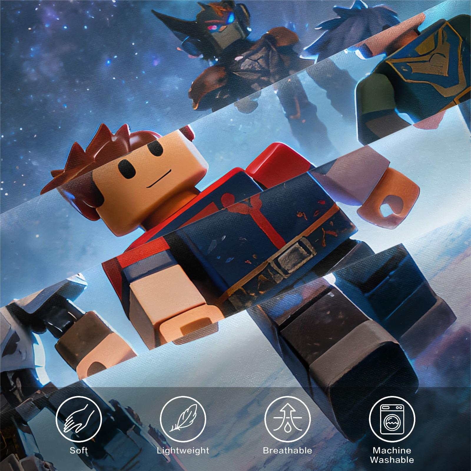 3-Piece Roblox Pattern Bedding Set, Includes 1 Fitted Sheet & 2 Pillowcases, Comfortable Durable Bed Linen, Non-Slip for Bedroom, Kids Gift, Soft Bedding Sets