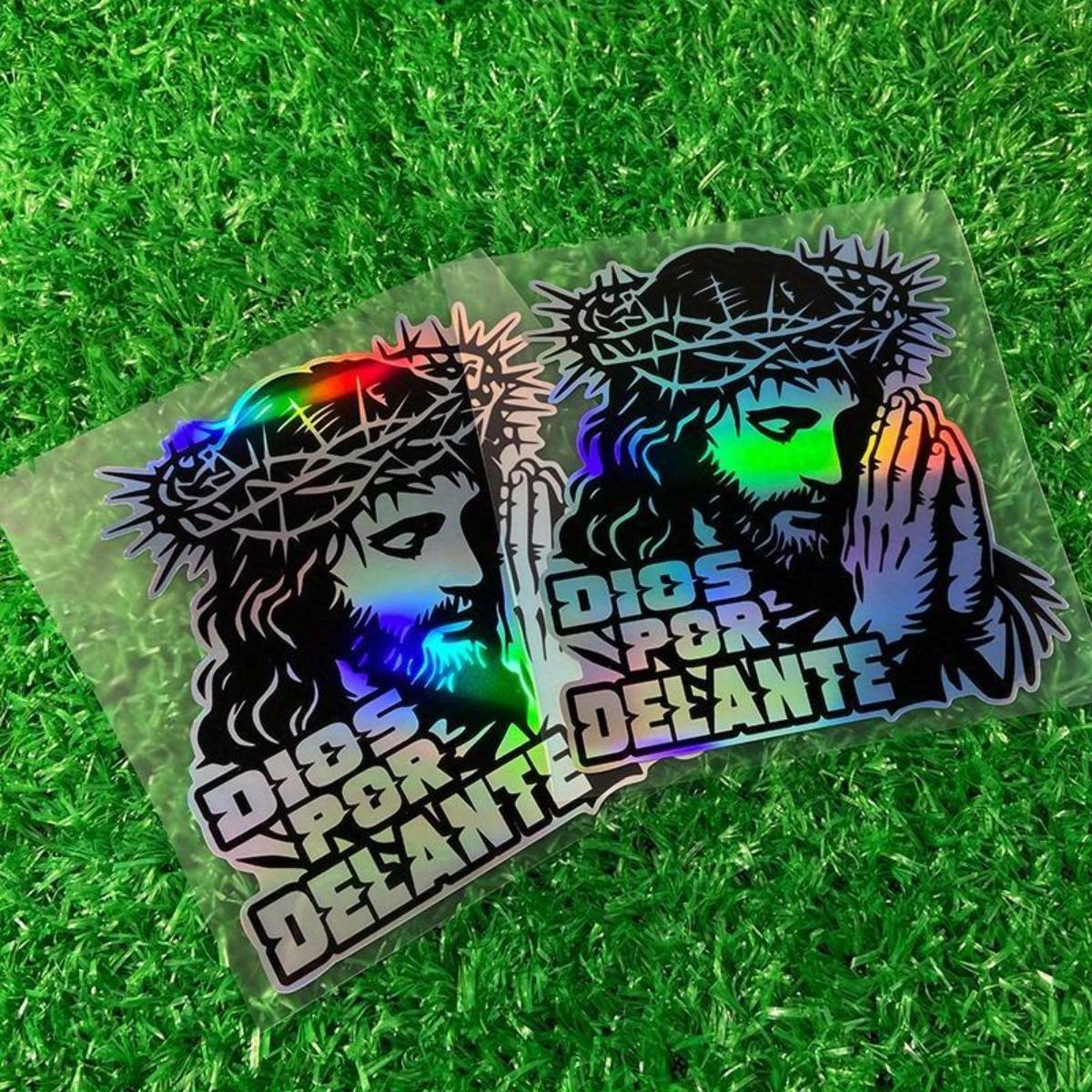 Jesus Pattern Car Sticker, Reflective Laser Waterproof Decal, Suitable for Motorcycle Fuel Tank, Moto Helmet Box, Car Window Bumper, Sticker For Cars