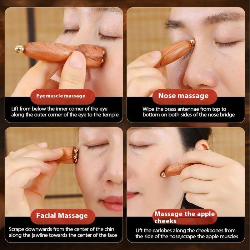 Wooden Facial Gua Sha Tool - Natural Wood Sculpting Massager for Face and Neck - Manual Self-Care Beauty Instrument, Light Beige