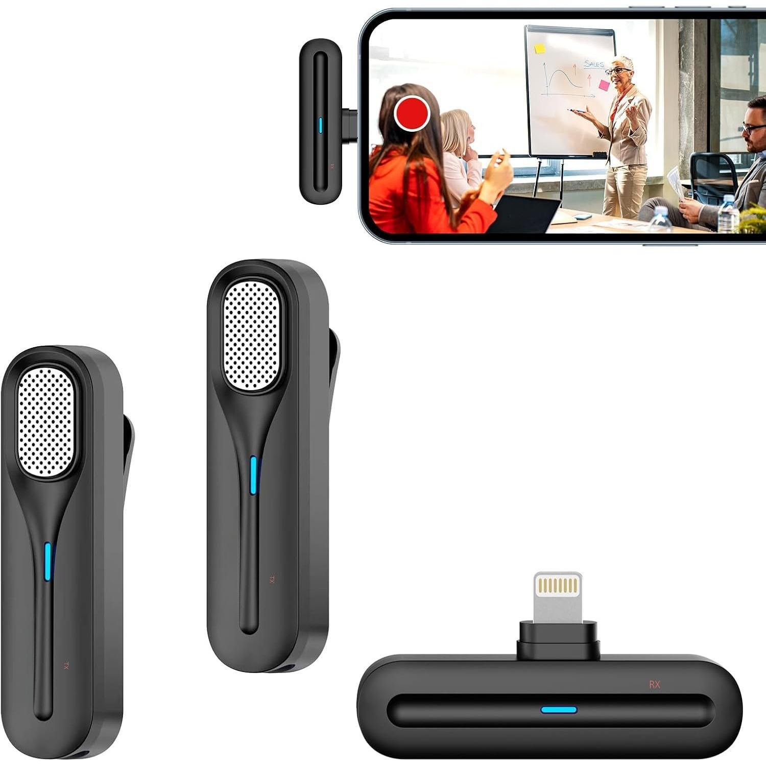 Lavalier Microhone for ihone iad, 2 cs rofessional Mics with  Case for Record Interview, Vlogs, odcast, Live Streaming