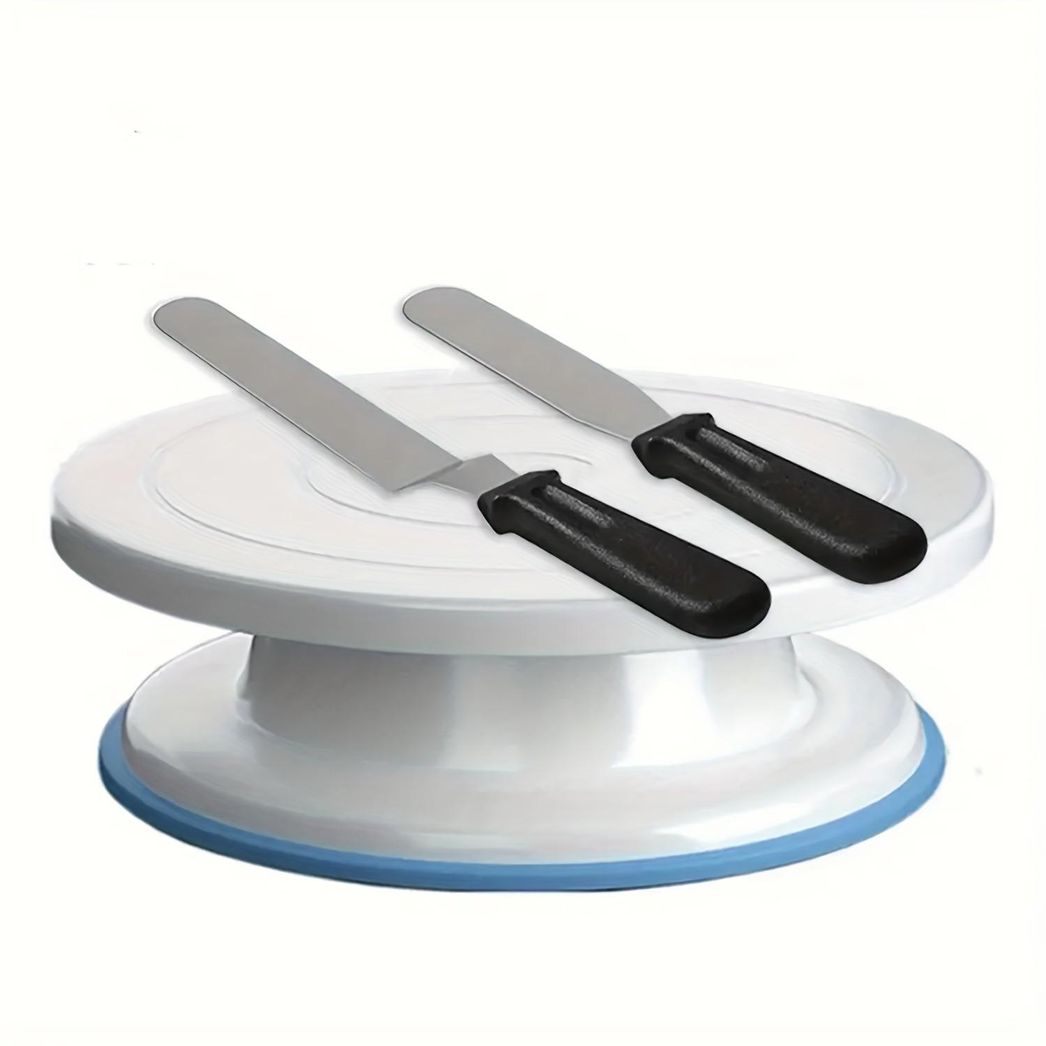 3pcs Cake Turntable Set, Includes 2 Scraper Sets and 1 Non-Slip Cake Stand, Perfect for Baking and Decorating