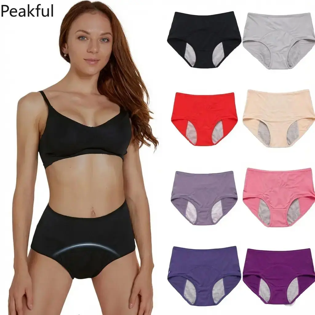 1/4/8PCS Breathable Reusable Period Panties for Women, High Waist Leak Proof Underwear with Extended Absorbent Crotch & Sexy Look, Plus Size Menstrual Briefs for Heavy Flow & All-Day Wear