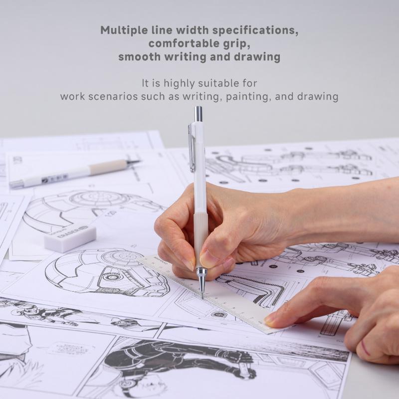 Metal Mechanical Pencil Set,Retractable pen tip,Anti-break core,4PCS Art Drafting Pencils0.3, 0.5, 0.7, 0.9MM with 80PCS Leads Refills 3PCS Erasers Case for Writing Sketching Drawing