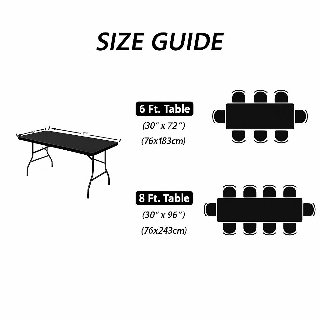 Sunfans 8 Pack Rectangular Spandex Tablecloth, Fitted and Stretchy Table covers, Washable Patio Table Cover for Outdoor, Camping, Banquet and Parties