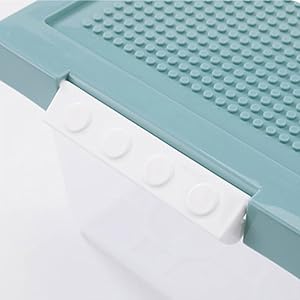 Plastic Arts and Crafts Storage Organizer Bin - 1 Set Toy Organization Stackable Bin with Building Baseplate Lid, Removable Divided Tray for Blocks, Art Supplies