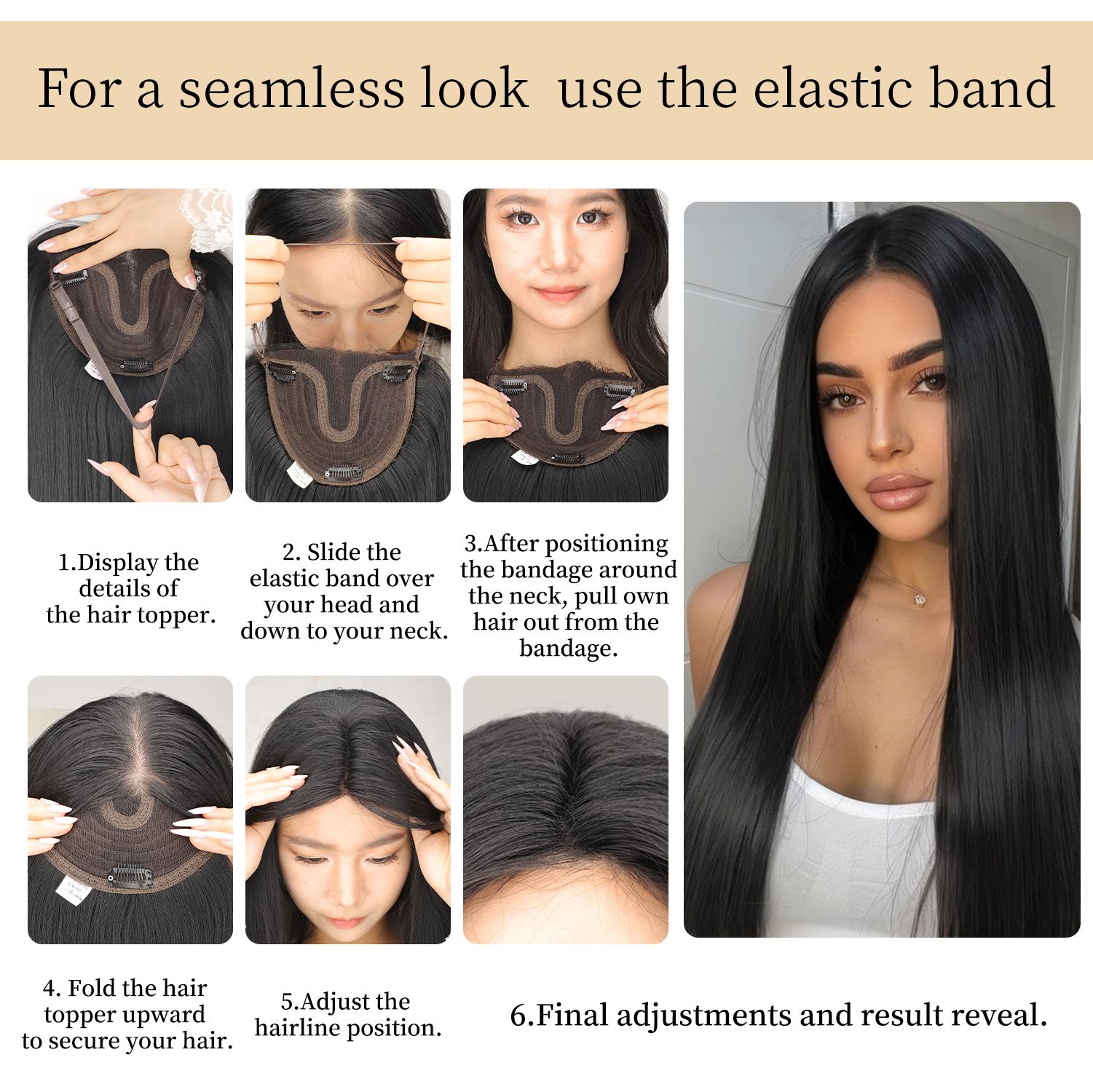 ONLYCUTE Hair Topper 22 inch Slightly Layered Synthetic Extensions No Wig Cap Required Large Piece Natural Invisible Add Volume Length for Women #summervibes
