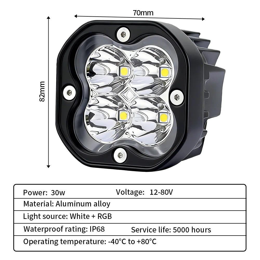 3 inch LED Pod Light Motor Spotlight for Off road lada Halo RGB Yellow Fog lamp 4x4 Driving light Flash 12V 24V