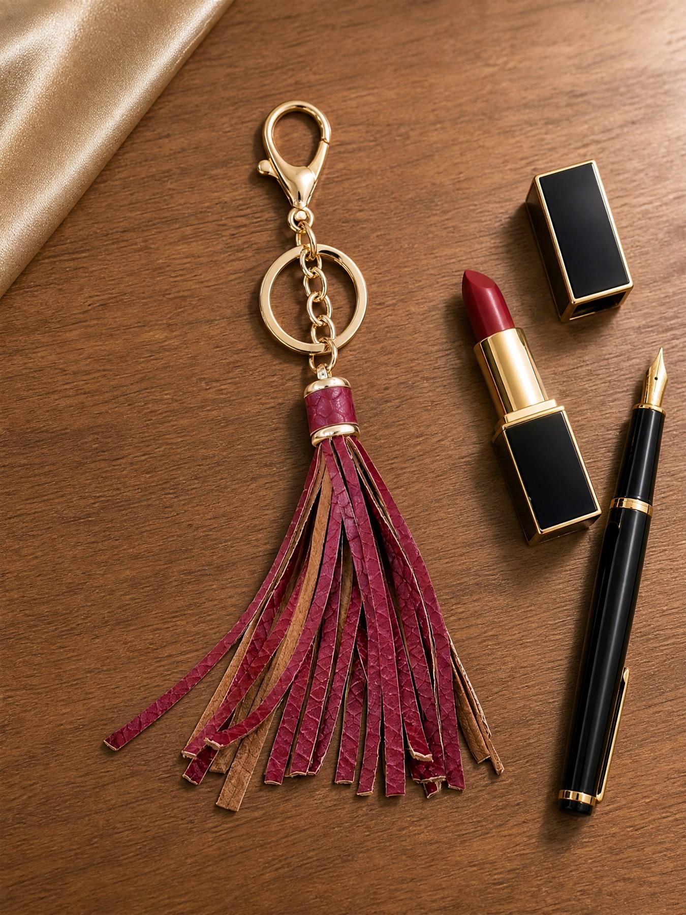 Chinese Knot Fringe Pendant, Boho Style Bag and Phone Chain Accessory, Handmade Leopard Print Keychain, Multi-Function Clip
