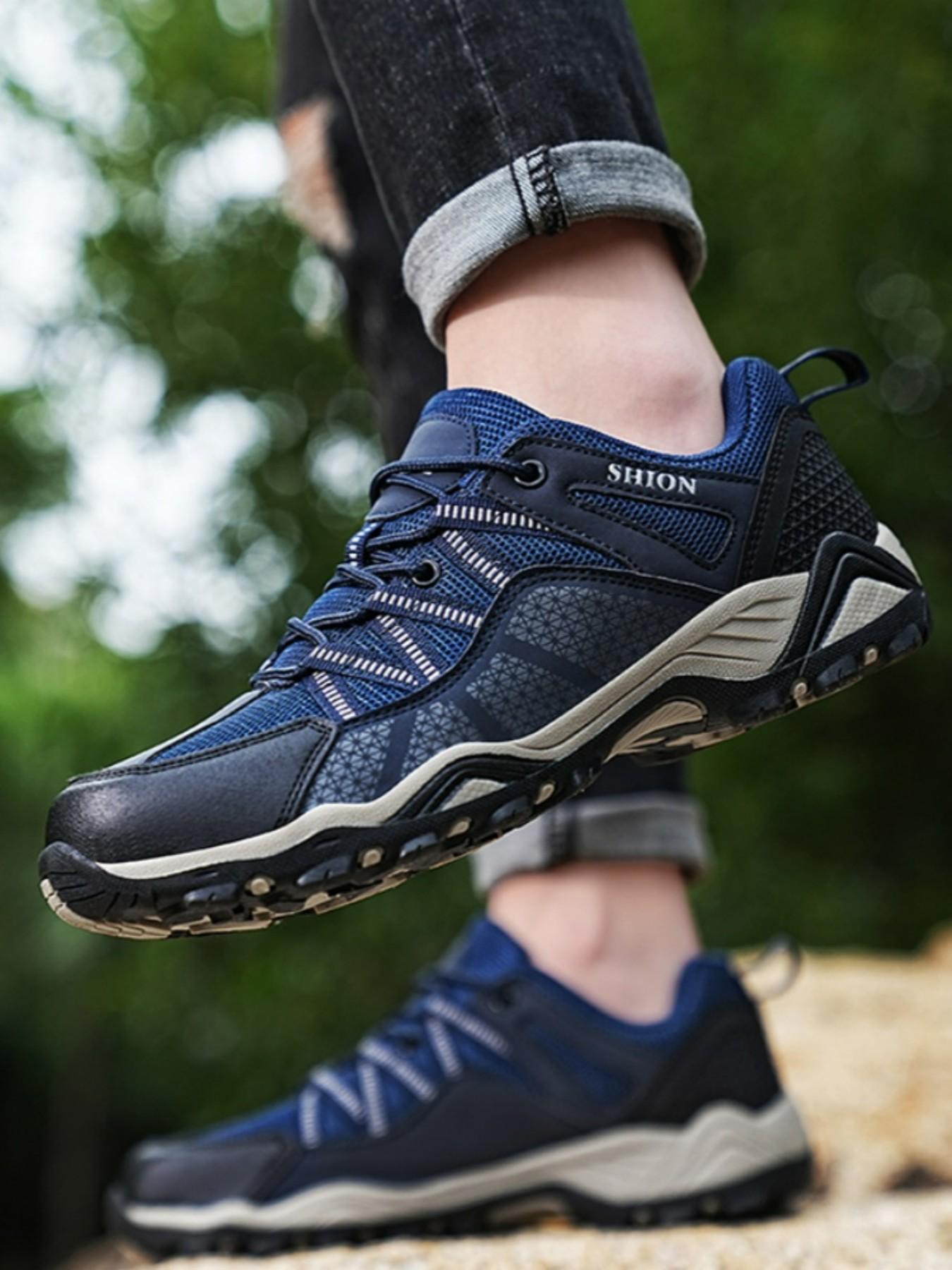 Men's Hiking Shoes, Breathable Mesh Upper, Anti-Slip Rubber Sole, Lightweight Outdoor Sports Shoes, Ideal for Hiking, Camping, Running, Daily Wear