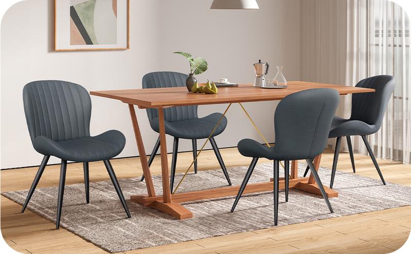 Dining Chairs, Modern Dining Room Chairs Comfy Backrest Thick Upholstered Kitchen Chairs 19IN Height with Metal Legs Dark Grey
