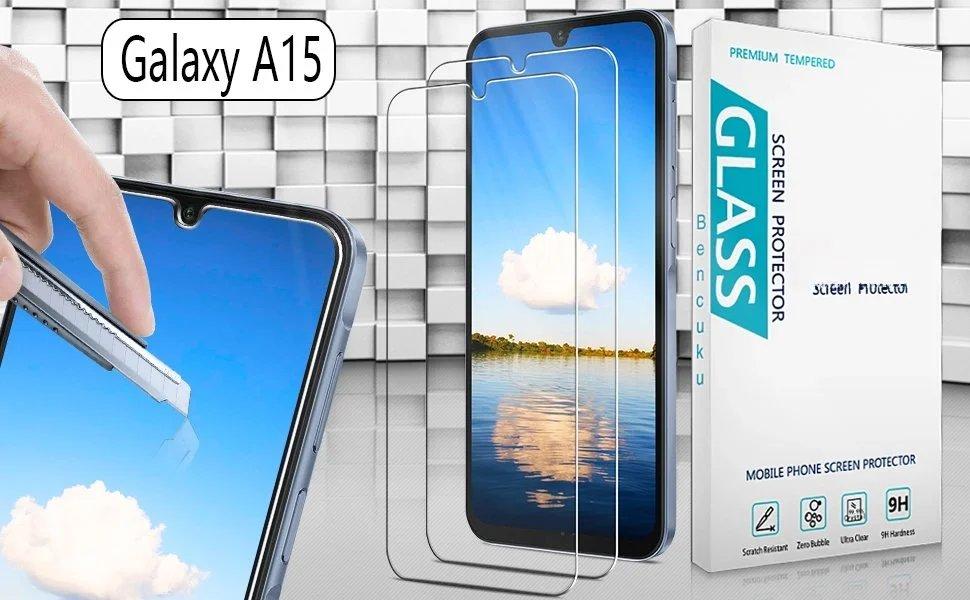 (2 Pack) Designed for Samsung Galaxy A15 5G and Galaxy A15 6.5-inch Tempered Glass Screen Protector, Anti Scratch, Bubble Free