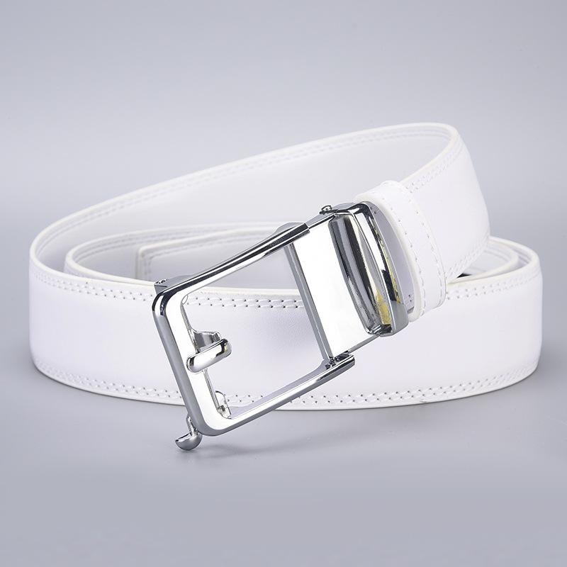 Click Belts for Men Luxury Brand Designer White Automatic Buckle Genuine Leather Men's Jeans High Quality Waist Male Straps