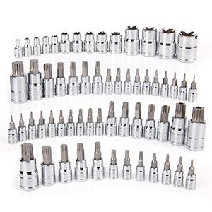 CASOMAN Master Torx Bit Socket and External Torx Socket Set, 60-Piece Set, S2 and Cr-V Steel，E4-E24, T6-T70,TT6-TT70,TP8-TP60 Hand Tools Wrench