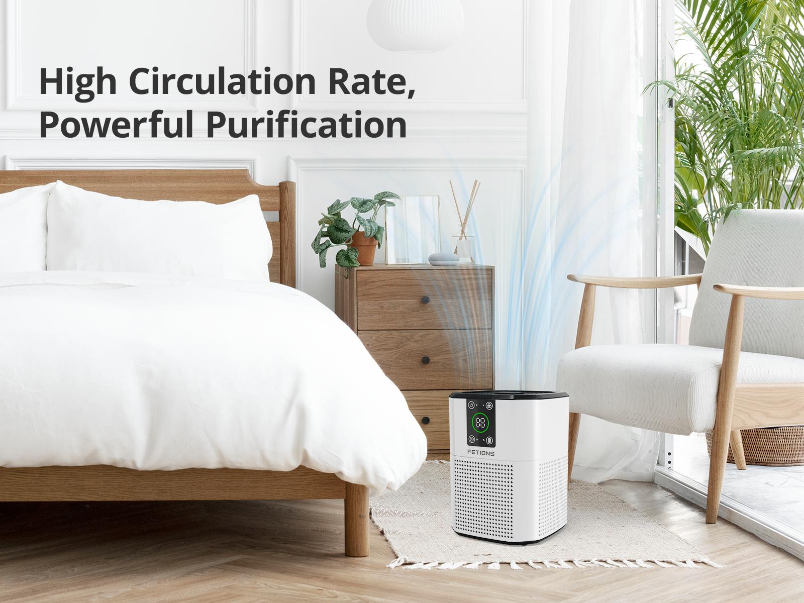 Fetions Premium HEPA Air Purifier with Aromatherapy – Advanced 3-Stage H13 True HEPA Filtration, Ambient Light Enhancement, Effectively Eliminates Allergens Like Pet Hair, Dust, Pollen, and Smoke