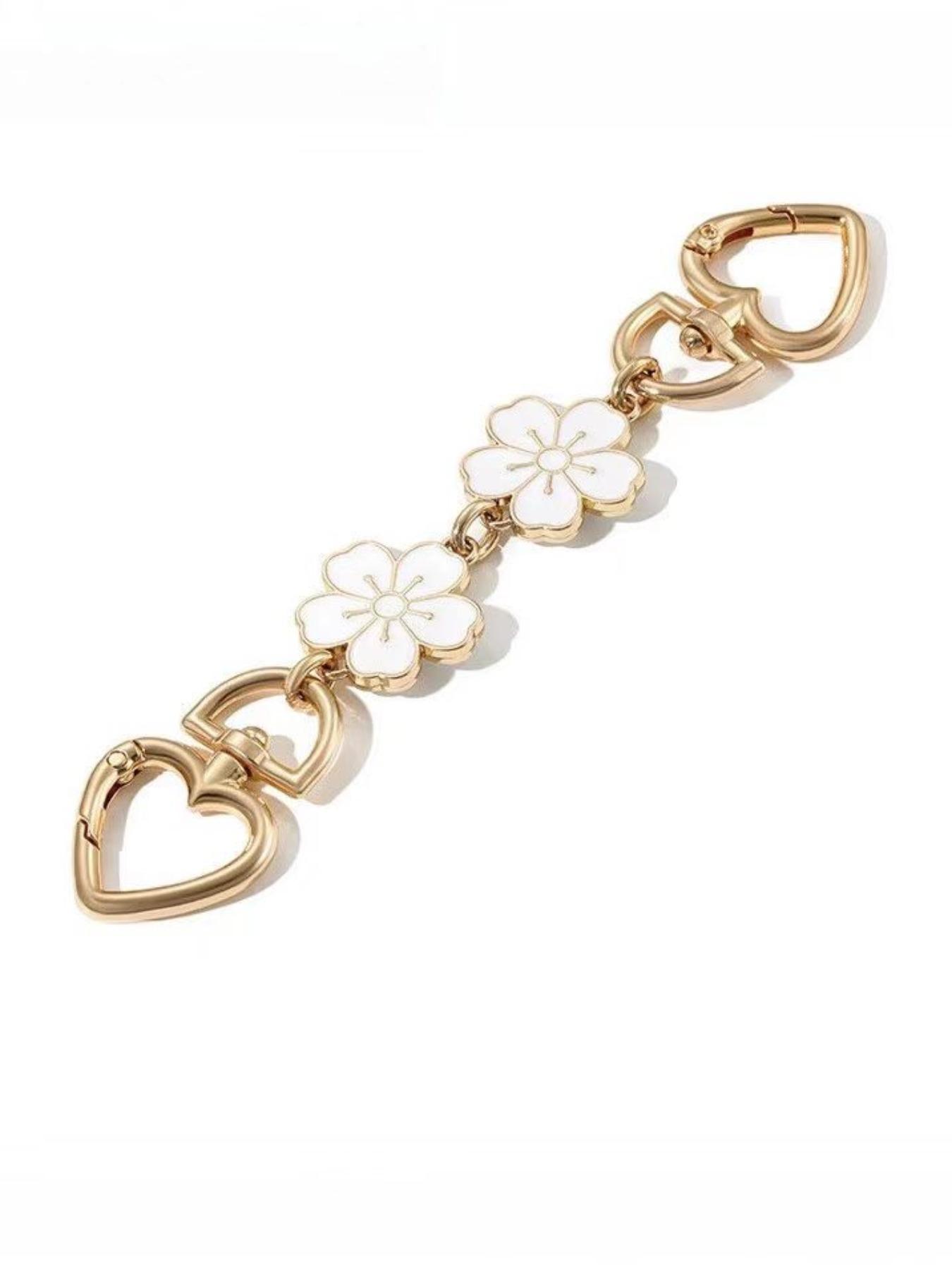 Cherry Blossom Pattern Bag Extension Chain, Shoulder Bag Chain, Replacement Shoulder Strap. Cherry Blossom-shaped Clasp Bag Extension Chain, Bag Shoulder Strap Accessories, Bag Extension Chain, used for making pendants and accessories for handbags and wal