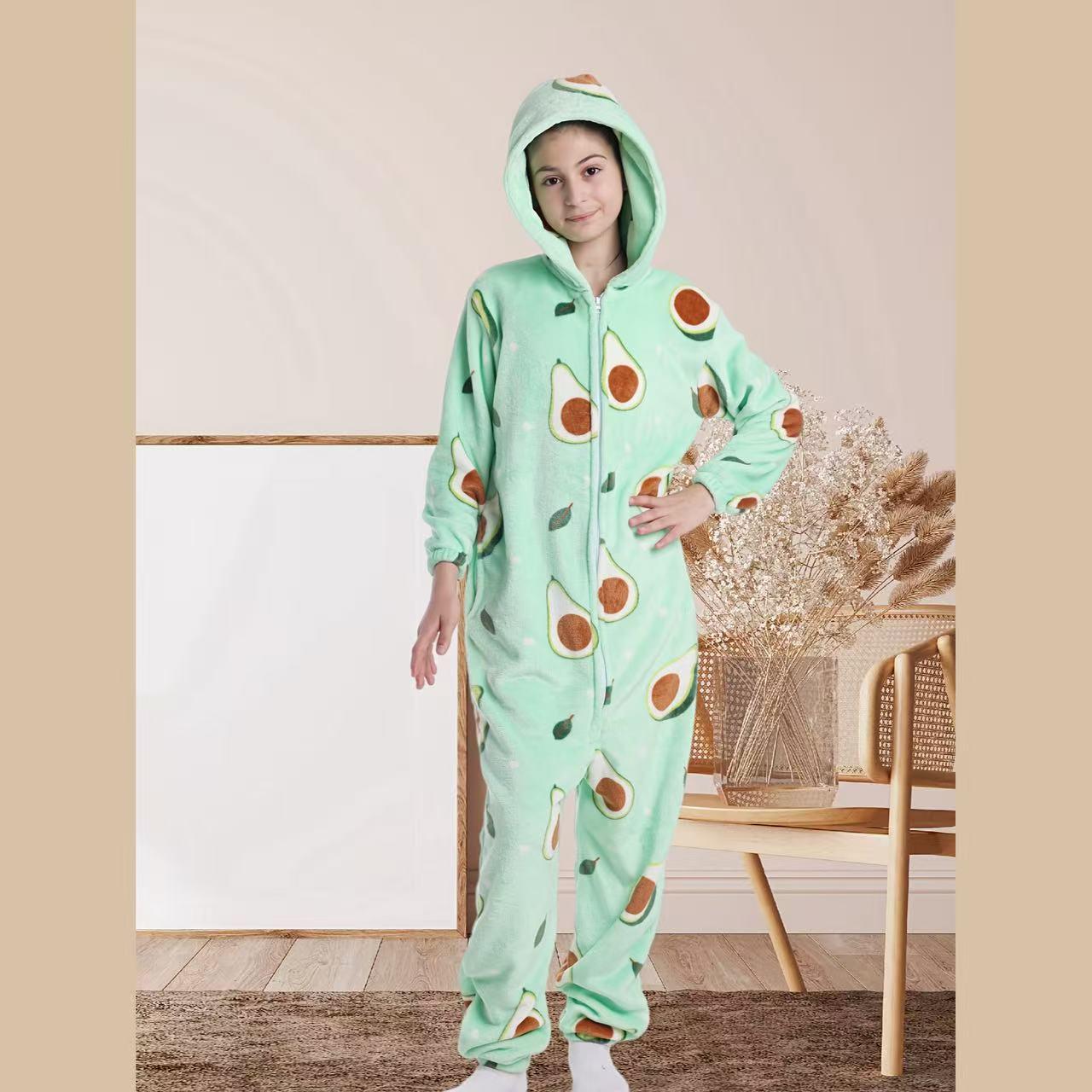 Flame-Resistant One-Piece Pajamas, Cozy Gift, All-Season Loungewear, Zipper Closure, Side Pockets, Hooded