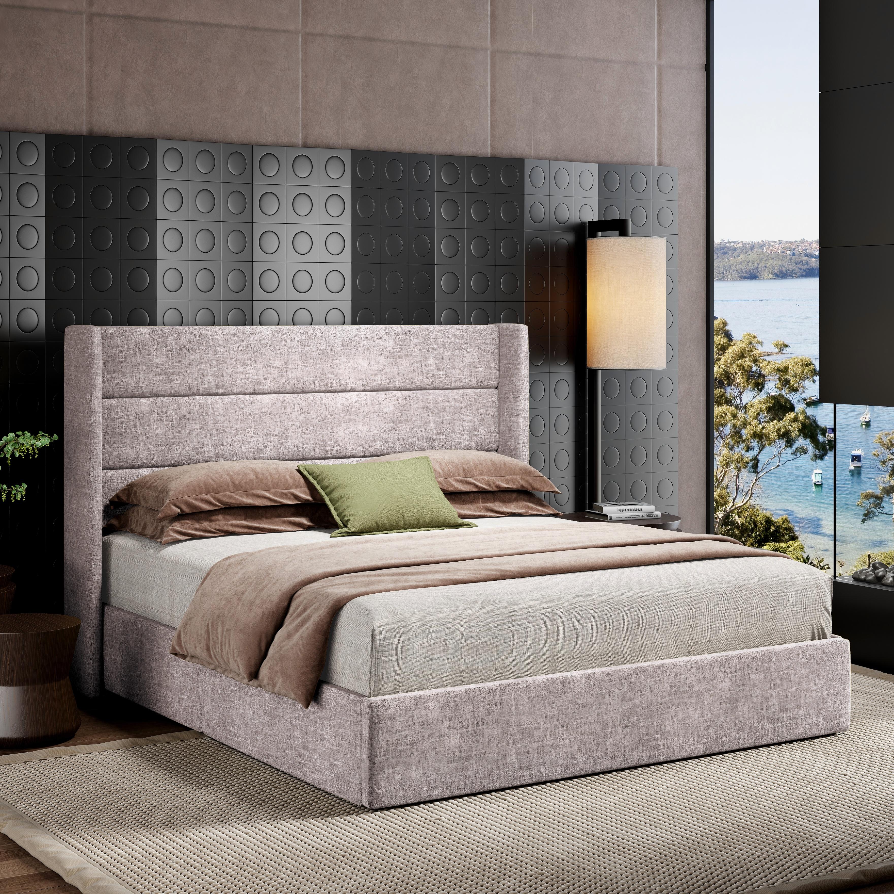 MUTICOR Gas Lift-Up Storage Bed Frame, Linen or Velvet Upholstered Headboard,No Box Spring Needed,Solid Wood Slats,Full/King/Queen Size Bed Frame#TikTokShopBlackFriday #ChristmasGifts