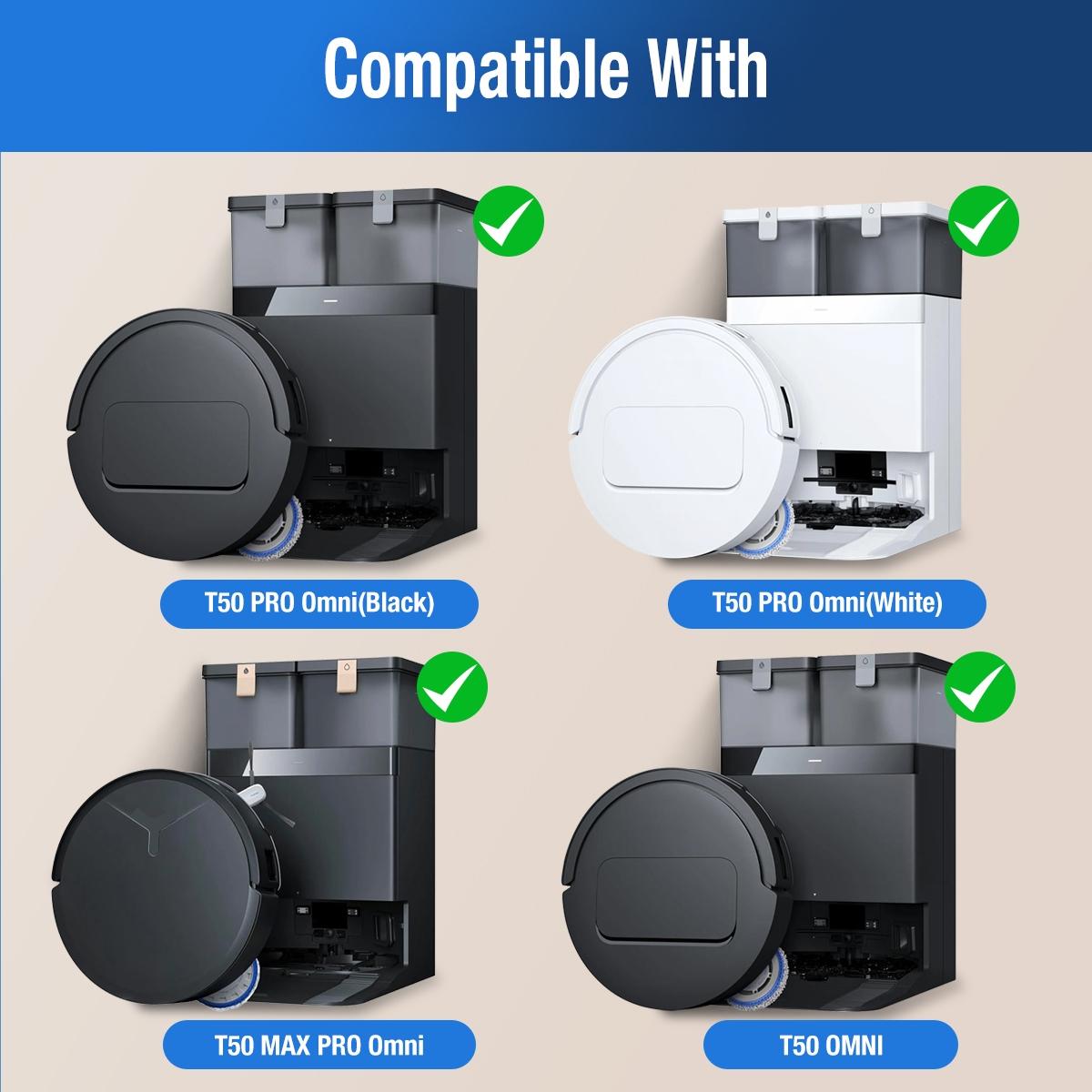 18 Pieces Accessories Replacement Parts for Ecovacs Deebot T50 Max/T50 Pro/T50 Omni/T50 Pro Omni, 1 Main Brush, 4 Filters, 4 Wipes, 4 Side Brushes, 4 Dust Bags, 1 Cleaning Brush