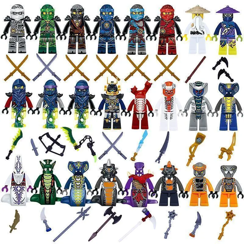 2026 hot item 24pcs Ninja Set Mini Toy Doll Figure Ghost Evil Pythor Chop'rai Mezmo Motorcycle Jay Cole Kai Zane Lloyd Building Block Toy Turtles Popular toys