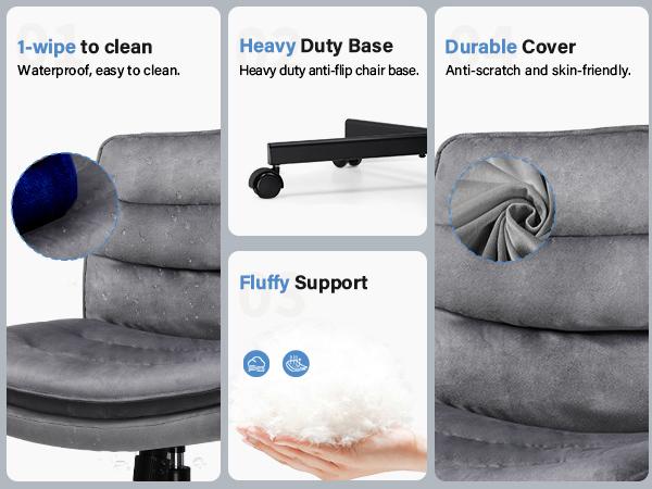 COMHOMA Criss Cross Chair Plus Size With Wheels, Office Chair Sit Cross-legged Armless Swivel Home Modern Home Office Desk Chair