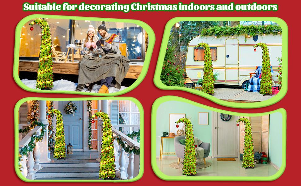 Christmas Clearance Sale 5Ft Whimsical Pop up Christmas Tree Pre Lit Christmas Tree with Lights or Wooden Ornaments Bendable Collapsible Artificial Viral Christmas Tree for Holiday Party Home Office Xmas Tree Outdoor Christmas Decorations Xmas Gift