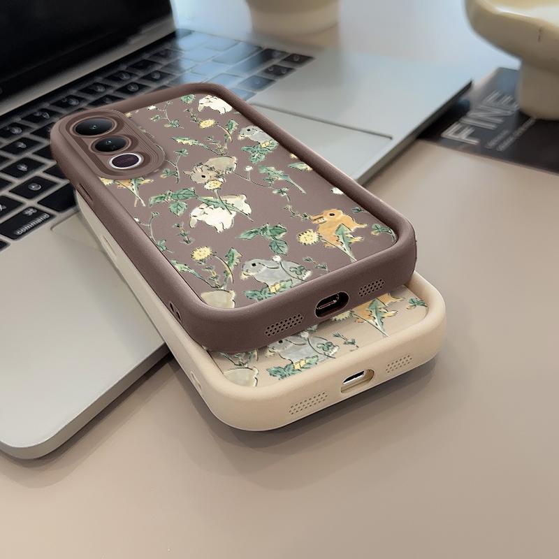 TPU Phone Case suitable for VIVO V50 lite V40 V30 V29 V27 V25 V23 V21 V20 V19 Pro 5G Bunny floral dream Pattern Pocket-Friendly Shockproof Protective Soft Smartphone Casing