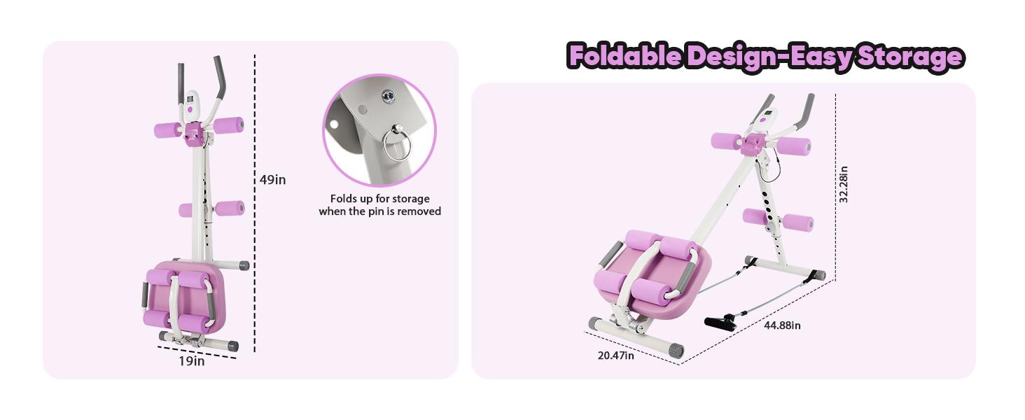 6 in 1 Multifunctional Ab Machine, Adjustable Ab Workout Equipment, Ab ＆ Sit Up Machine for Stomach Workout, Foldable Abdominal Trainer with Knee and Back Protection, Full Body Workout for Home