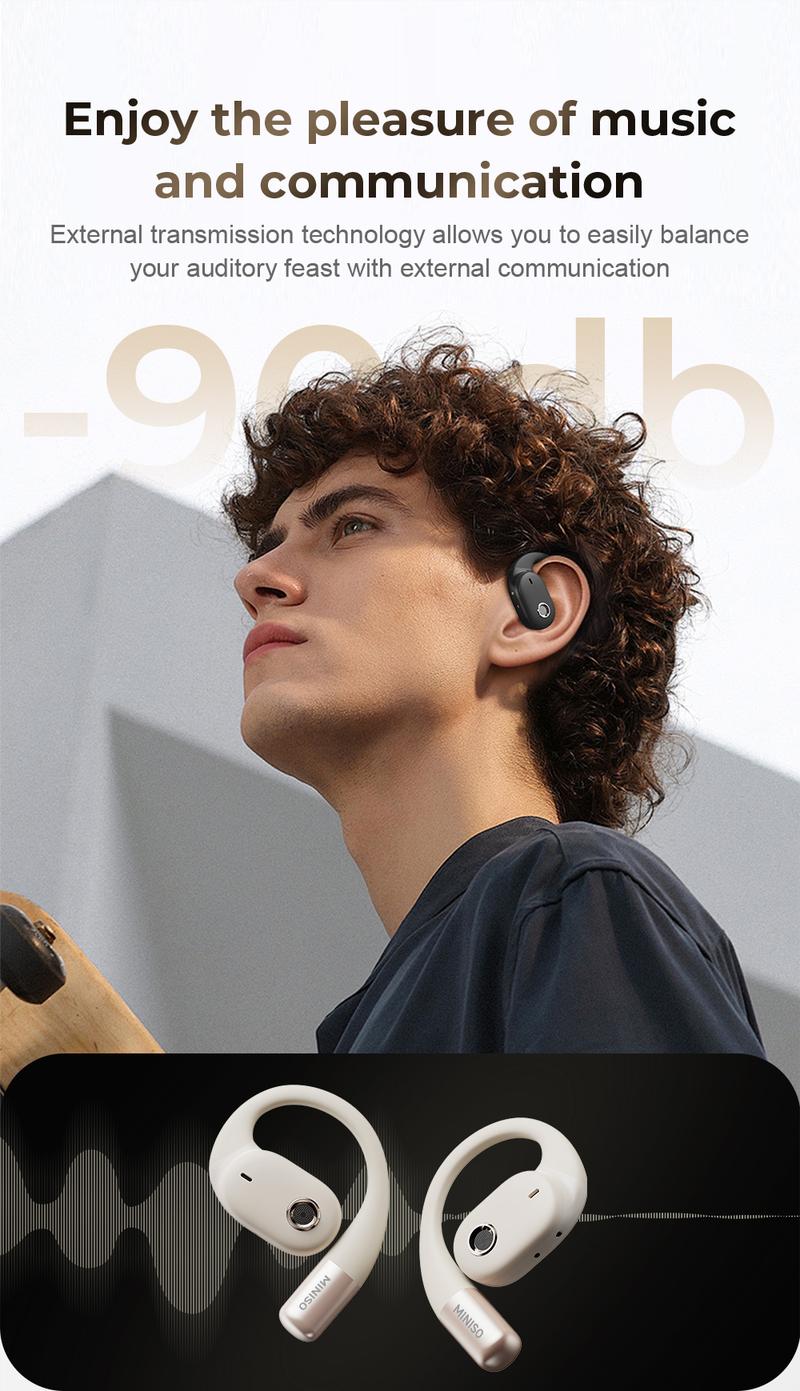 MINISO MS150 True Wireless Hanging Ear Bluetooth 5.4 headphone| HiFi Sound, Waterproof, Full Color Touch Screen, Noise Reduction, audio